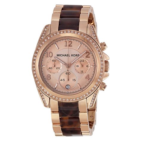 michael kors rose gold tone jeweled analogue watch|rose gold mk watch women's.